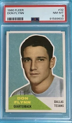 1960 Fleer #32 Don Flynn  PSA 8 NM-MT Dallas Texans Quarterback - Image 1 of 2