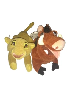 Disney Store PUMA & SIMBA Mini Bolsa de Frijoles Peluche 8" Nuevo Con Etiquetas - Imagen 1 de 6