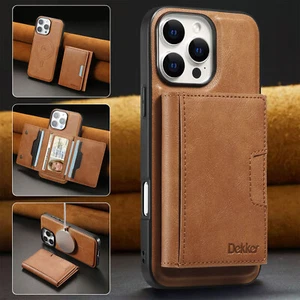 For iPhone 16e 16 Pro Max 15 14 13 12 Magnetic Foldable Wallet Case Card Holder - Picture 1 of 12