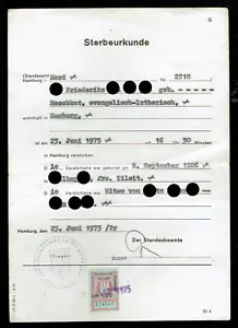 STERBEURKUNDE 1975 - Bild 1 von 1