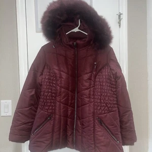 Avenue jacket womens plus size 14/16 Large puffer coat Burgundy - Picture 1 of 11