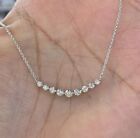 18K White Gold Plated 1 Ct Round Cut Real Moissanite Dainty Bar Necklace