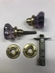 Purple Amethyst * RESTORED* Glass Doorknob UV-Light Green 8 Pt Set (M1499) - Picture 1 of 11