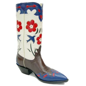 Bluebird Retro Genuine Leather Cowboy Boots Men's Size 9D Rancho Loco - Picture 1 of 1