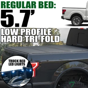 TLAPS For 21-24 F150/Lightning 5.5' Low Profile Hard Tri Fold Tonneau Cover+LED - Picture 1 of 9