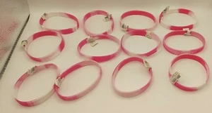 Pink Ribbon Camo Breast Cancer Awareness Bracelets Courage Hope Lot Of 12 - Picture 1 of 10