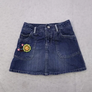 Pony Tails Skort Girls Large A-Line Medium Wash Embroidered Flower Denim Jean - Picture 1 of 12