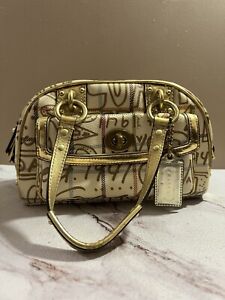 Coach Holiday Gold Chelsea Graffiti Handbag Purse