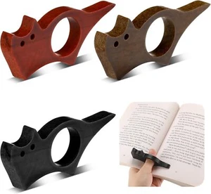 MotiMind 3 Pcs Wooden Thumb Book Page Holder Wooden Thumb Bookmark for Readin... - Picture 1 of 3