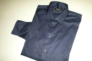 DKNY mens slim fit cotton stretch casual dress shirt sz: 17.5-32/33 -color: blue - Picture 1 of 4