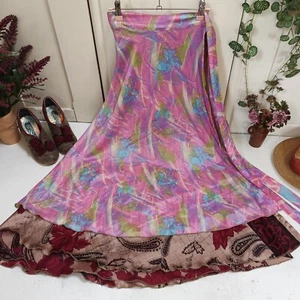 Pink Long Indian Wrap Around Skirt Revisable Hippy Boho Maxi 23/19 - Bild 1 von 9