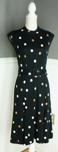 NEU Ann Taylor Factory Damen 2 schwarz gepunktet Gürtel Fit & Flare Kleid Neu mit Etikett - Bild 1 von 4
