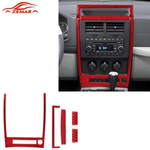 Cuadro de panel de consola central de fibra de carbono rojo 5 piezas para Jeep Liberty 2008-2012 - Imagen 1 de 5