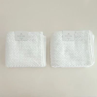 Toalha de mão MATOUK luxo 100% algodão grampo longo SEVILHA - Branco: conjunto de 2 - Imagem 1 de 3