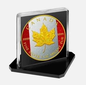 2025 Canada Maple Holo 24k Gold Gilded & Diamond Dusted Flag 1oz Silver Coin - Picture 1 of 4