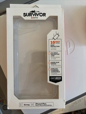 Nueva Funda Griffin Survivor Transparente/Rosa 10 ft Protección contra Caídas iPhone 8+/7+/6+/6 Foto 1 de 3