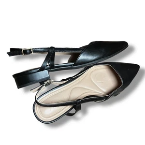 Arromic schwarze spitz zulaufende Slingback-Flats Damengröße 7,5 - Bild 1 von 6