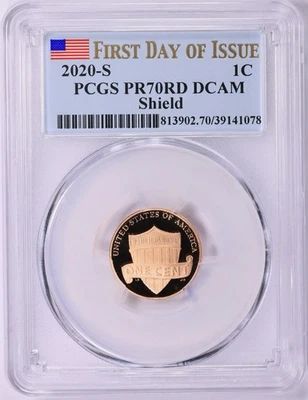 2020 S Lincoln Shield Cent Penny Proof PCGS PR 70 RD DCAM First Day Of Issue - Image 1 of 2