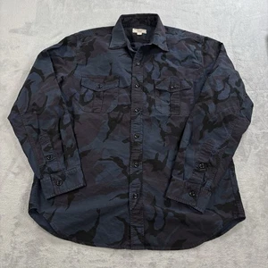 Wallace & Barnes Blue Camo Button Up Shirt Mens Large Military Field Long Sleeve - Picture 1 of 8