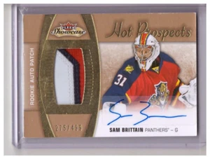 Tarjeta de parche automático Sam Brittain 2015-16 Fleer Showcase Hot Prospects #179/499 - Imagen 1 de 1