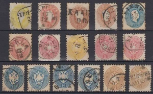 ÖSTERREICH 1860-63 SC 12, 14-16, 19, 22 & 24-26 (16X) SHADES USED SCV 115,50€ - Bild 1 von 1