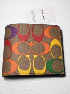 NWT Coach C9863 3 in 1 Wallet in Rainbow Signature Canvas
