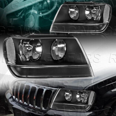 CARCASA NEGRA LENTE TRANSPARENTE REFLECTOR FARO APTO 99-04 JEEP GRAND CHEROKEE Foto 1 de 4