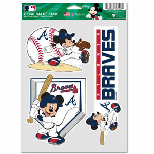 ATLANTA BRAVES MICKEY MOUSE 3 PIECE MULTI-USE DECALS DISNEY LICENSED