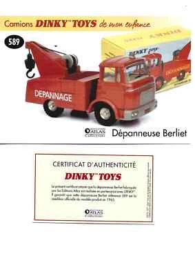 BERLIET Gak dépanneuse rouge + Fiche et Certificat - Dinky Atlas - Réf 589 - Photo 1/4