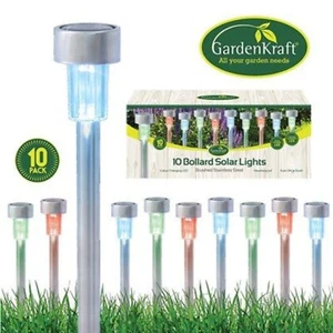 10 Piezas Poste de Luces de Jardín con Energía Solar Exterior LED Multicolor Acero Inoxidable - Imagen 1 de 3