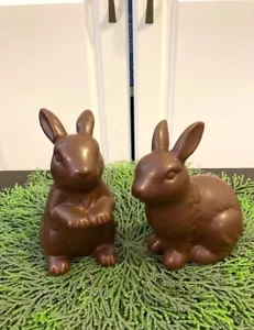 Chocolate Easter Bunny Figurine Duo Tabletop Decor - Set of 2 ADORABLE!!! - Picture 1 of 8