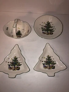 Menge 4 Nikko Weihnachten Süßigkeiten Schalen-Korb, Sockel und Baum Form Japan - Bild 1 von 12