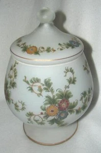 Vintage Hand Painted Satin Glass  flower Design Jar with Lid - Picture 1 of 2