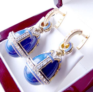 ¡OFERTA! PENDIENTES fabricados en PLATA ESTERLINA 925 con LAPISLÁZULI GENUINO y ESMALTE - Imagen 1 de 1