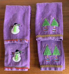 High & Dry Co. Set of Four (4) Purple Christmas Hand Towels - Bild 1 von 4