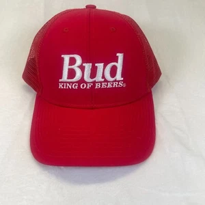 Vintage Bud King Of Beers Adult Trucker Mesh Hat, Red Classic 80s 1980 - Picture 1 of 14