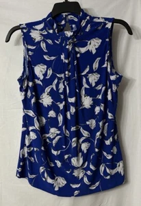 NWT Karl Lagerfeld Paris Womens Laure Pleated Sleeveless Floral Top Shirt Medium - Picture 1 of 11