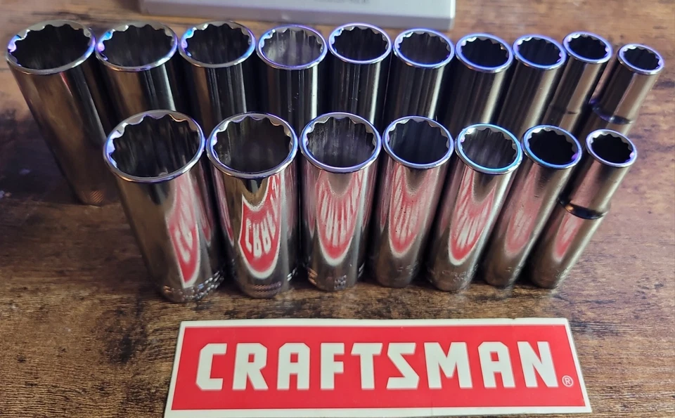 CRAFTSMAN  17pc Deep 3/8 SAE METRIC MM 12pt ratchet wrench socket set - Image 1 of 1