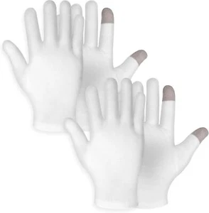 2 pares de guantes hidratantes de algodón blanco spa pantalla táctil manos durante la noche - Imagen 1 de 12