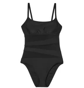 Women's Swimsuit Medium Black Shade & Shore™ Mesh Front One Piece NWT - Picture 1 of 6