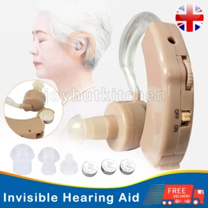 Adjustable Mini Digital Hearing Aid Kit Behind in Ear Sound Voice Amplifier Case - Picture 1 of 10