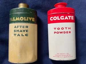 Colgate Vintage Zahnpuder Dose (voll) + Palmolive Talkum Dose - Bild 1 von 9