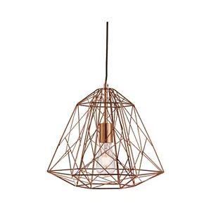 Copper Geometric Cage Frame Shade Ceiling Pendant Light Fitting Home Lighting - Picture 1 of 1