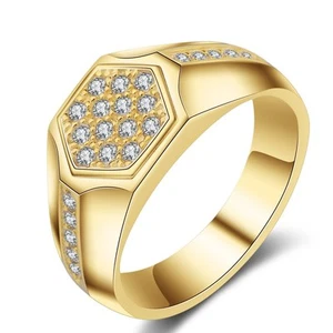 Anillo de Boda de Plata 925 Micro CZ 925 de Oro Amarillo de 18 K/Oro Blanco Relleno Talla 8-13 - Imagen 1 de 8
