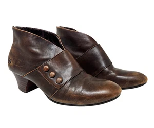 BORN Jessen Ankle Booties D06516 Brown Leather Victorian Granny Boots US 10M - Picture 1 of 11