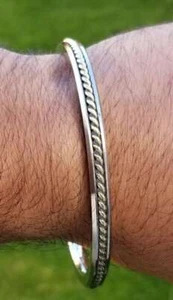 Sikh kara stainless steel twisted brassedge flat kada singh kaur karra bangle w2 - Picture 1 of 10