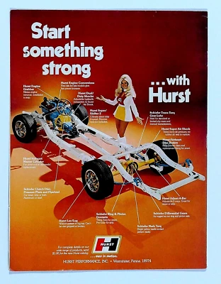 The Hurst Girl  Vintage 1974 Start Something Strong Original Print Ad 8.5 x 11" - Image 1 of 4