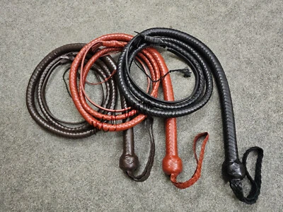 ART-OF-WHIPS Látigo de serpiente de cuero de grano superior trenzado de 4 a 12 pies 12 pies señal para adultos látigo toro