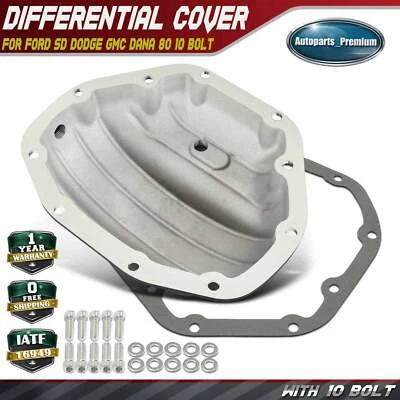 Rear Black Differential Cover with Gasket for Ford SD Dodge GMC Dana 80 10 Bolt - Image 1 of 4