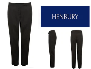 Damen Henbury H631 Tapered Leg Hose. Schwarz Büro Freizeit Smart - Bild 1 von 1